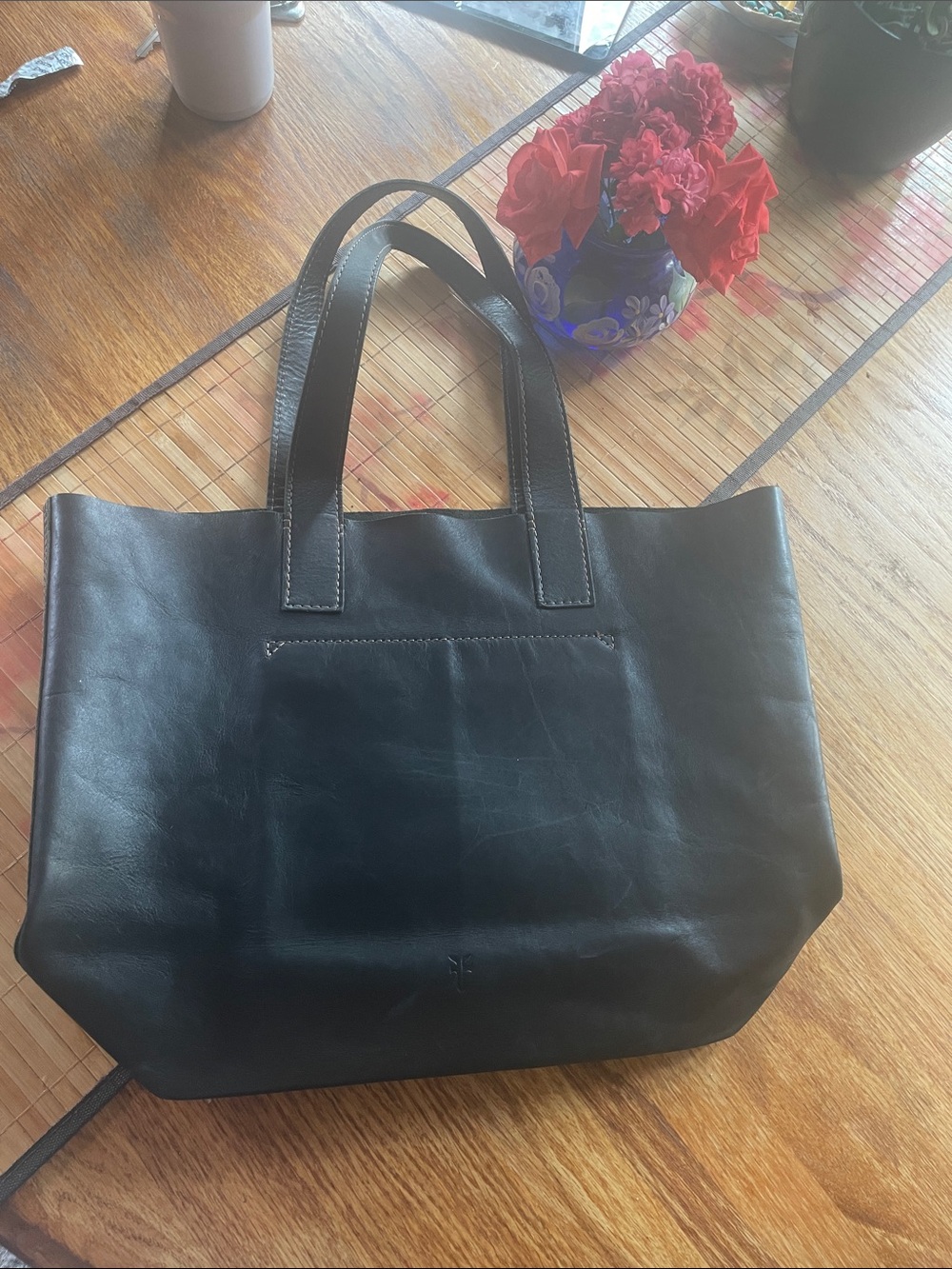 Frye Classic Black Leather Tote Bag